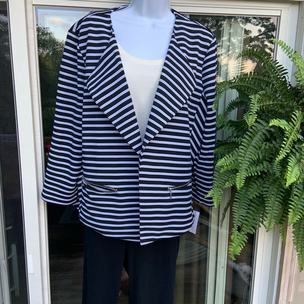 NWT Roz & Ali Striped Jacket XL